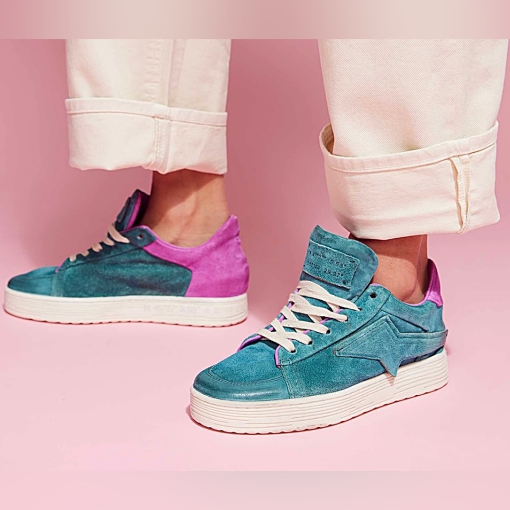 Stylish Teal and Pink Women's Sneakers